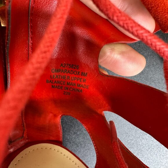 Marc Fisher Red Leather "Paradox" Lace-Up Caged Heeled Sandals, 3" Heel, Size 8M - Picture 9 of 10